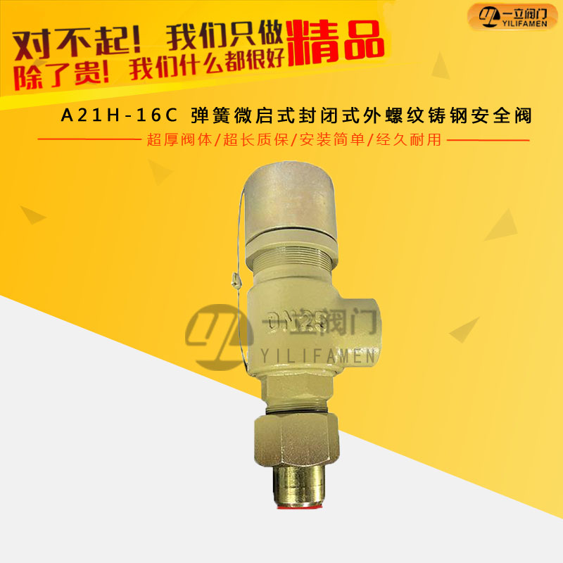 A21H-16C 弹簧微启式封闭式外螺纹铸钢安全阀