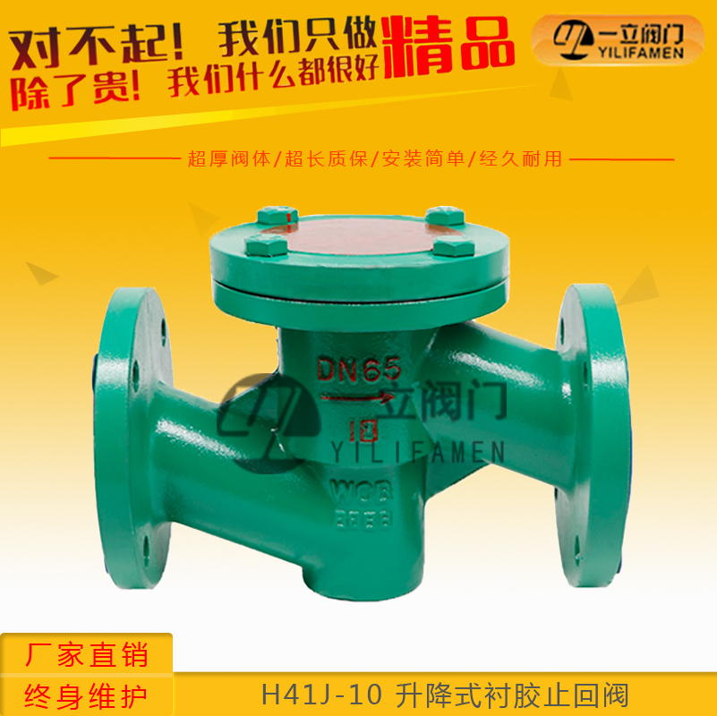 H41J-10 升降式衬胶止回阀